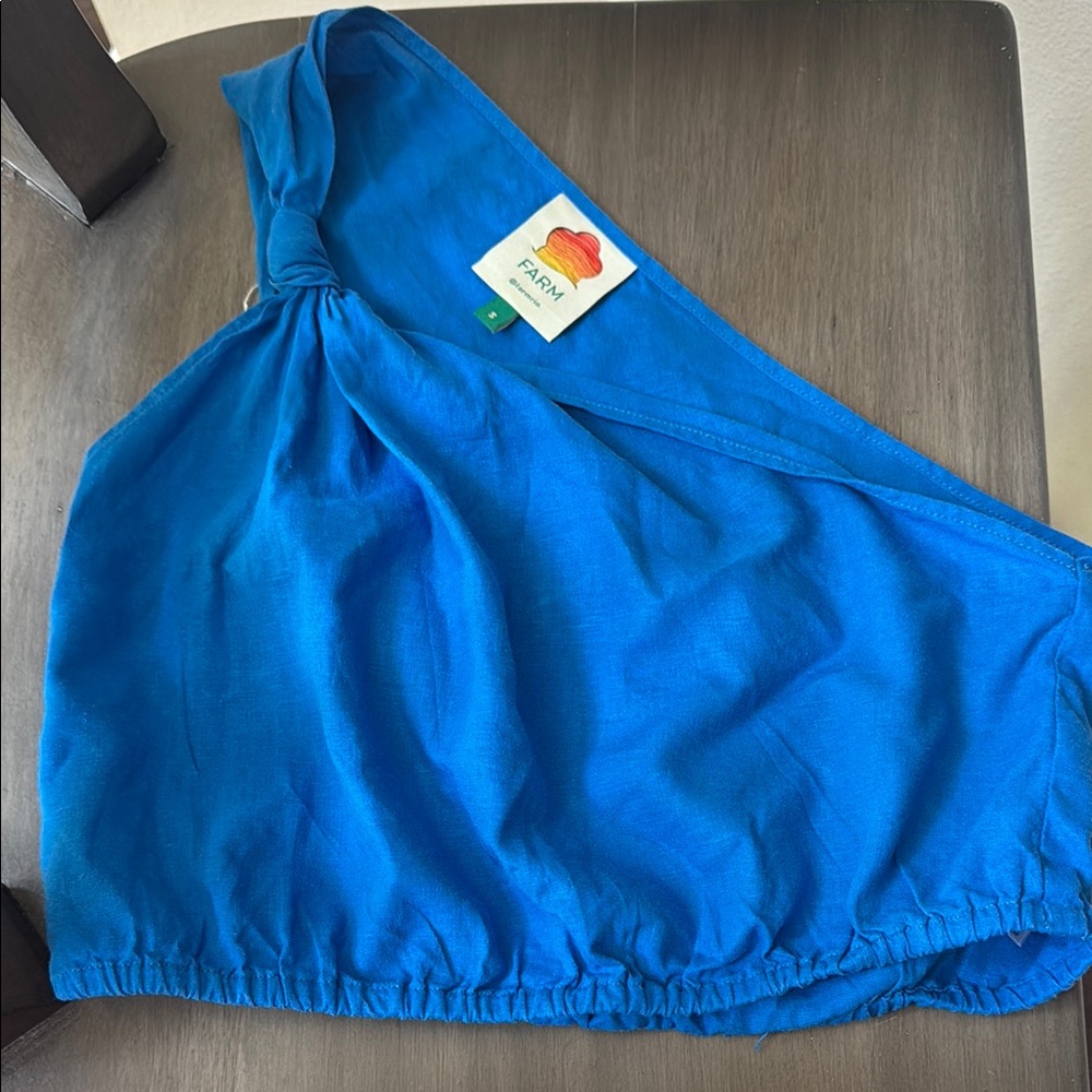 Farm Rio Vibrant Blue One-Shoulder Top - this is a crop top